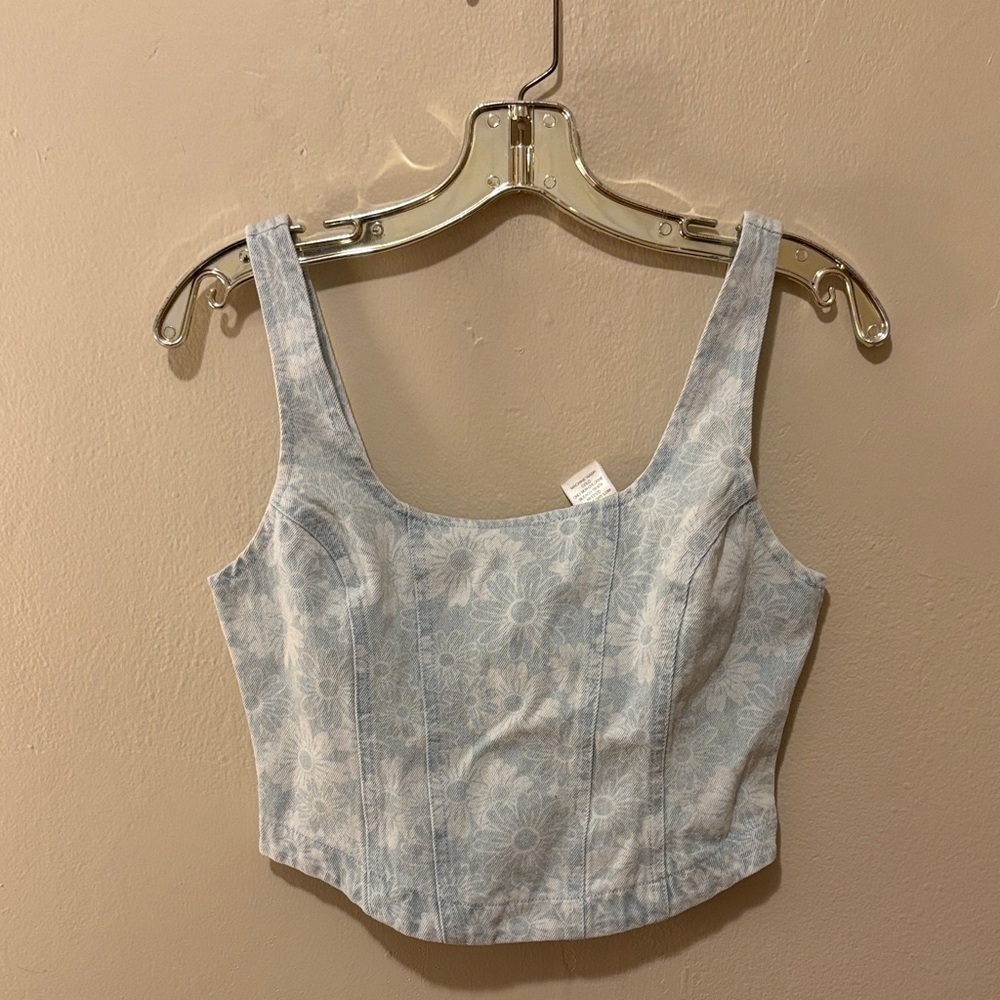 Altar'd State Light Blue Floral Crop Top
